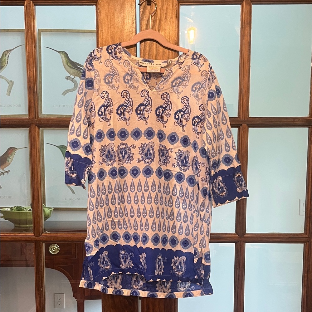 Gretchen Scott Designs Blue and White Kids Dress
